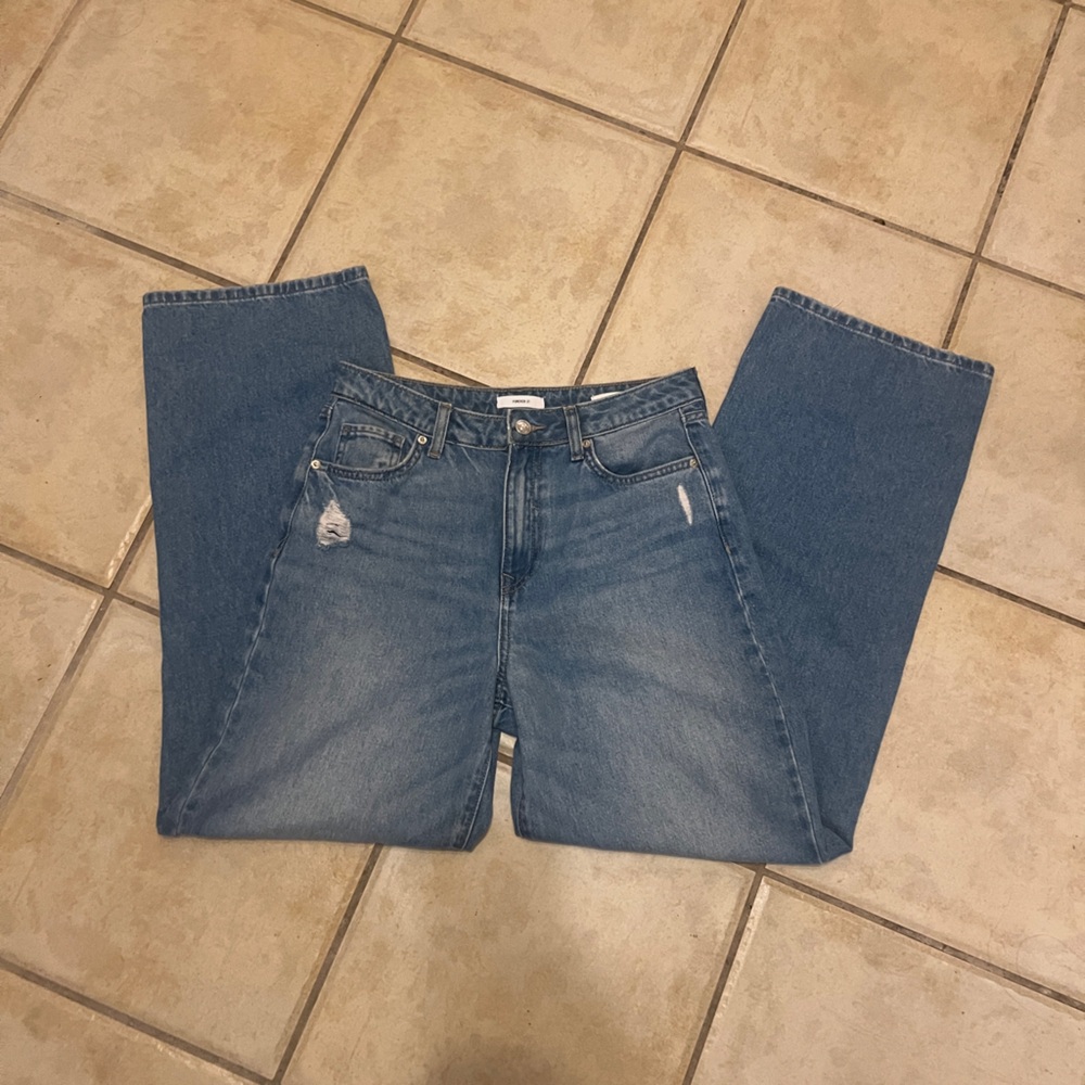 medium blue ripped jeans